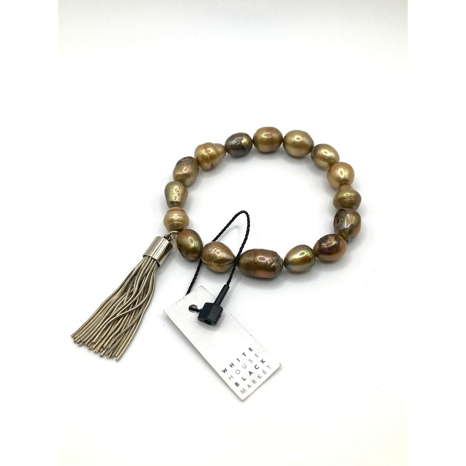 WHITE HOUSE/BLACK MARKET Freshwater Pearl Tassel Stretch Bracelet ~Size 6.75