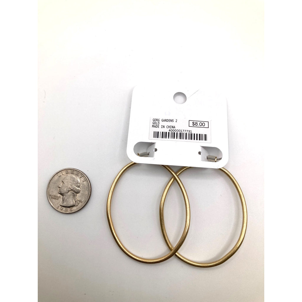 CHARMING CHARLIE Gold Tone & Silver Tone Abstract Oval Hoop Earrings 2 PAIR SET