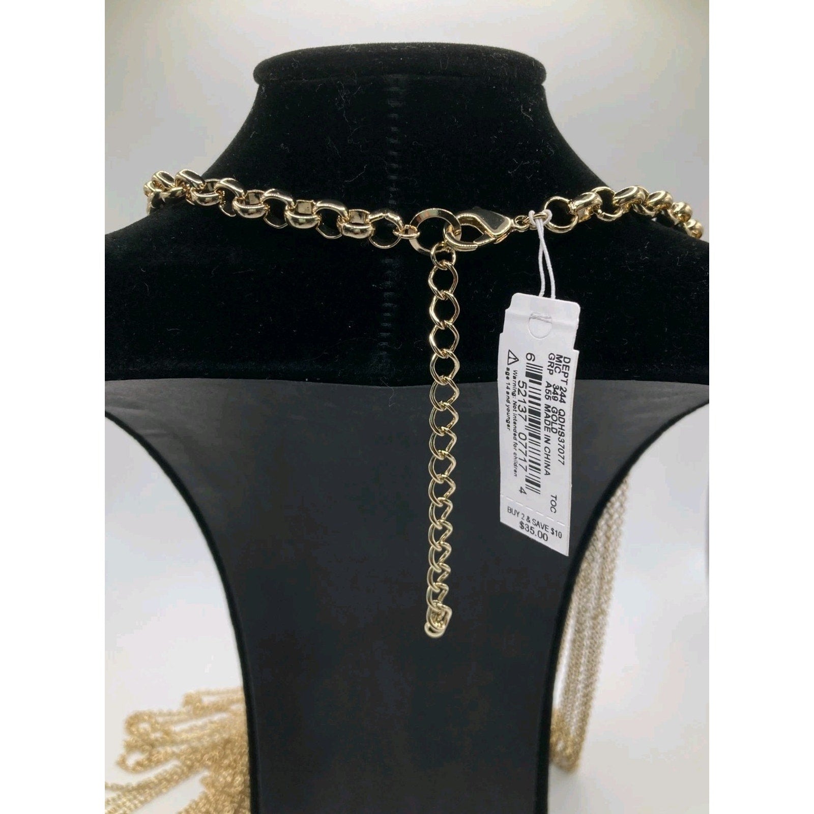 Anna & Ava Gold Tone Fringe Bib Cascading Collar Necklace Maximalist