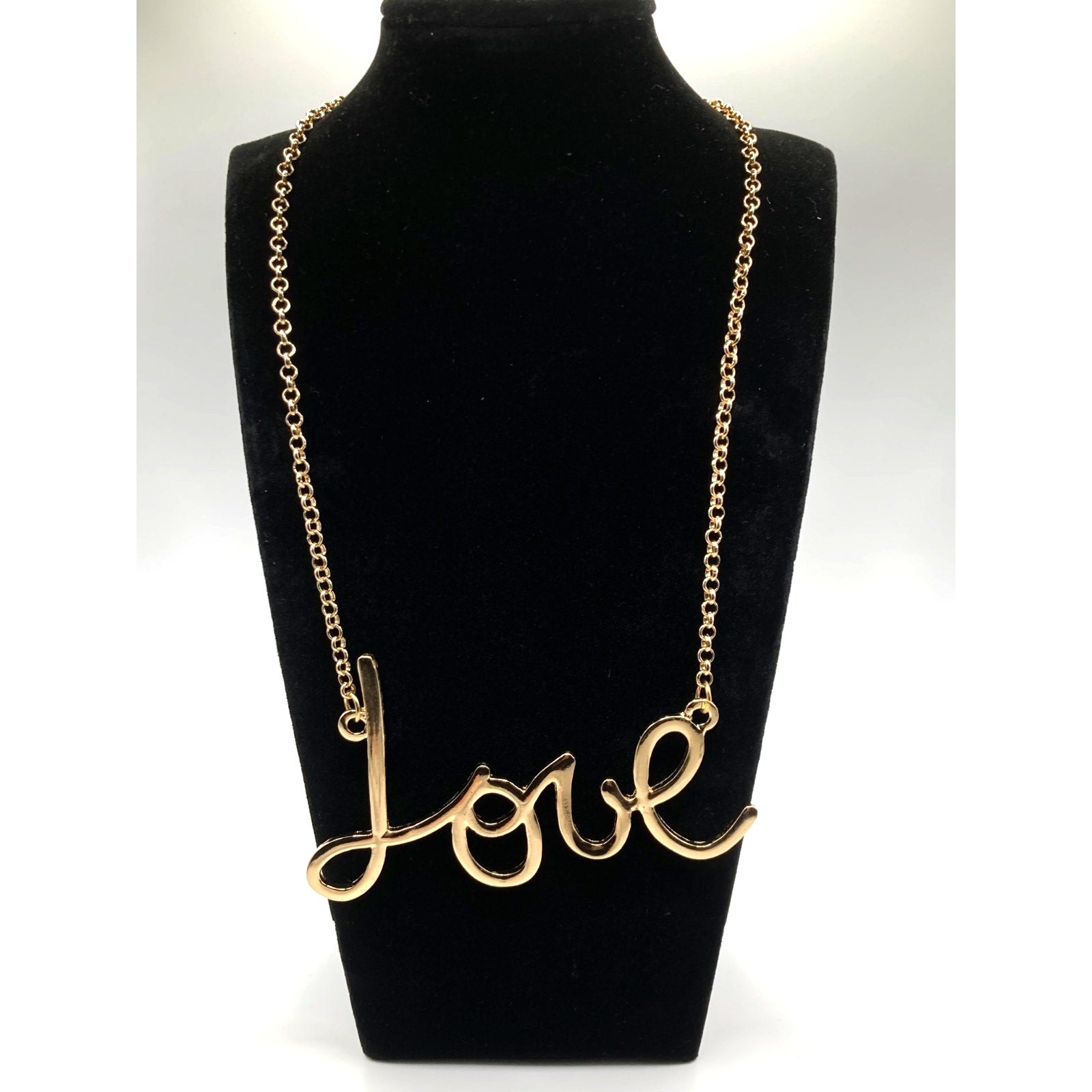 Imperfect* ANNA & AVA Gold Tone 'Love' Script Pendant Necklace 18"