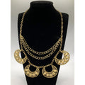 STONY Gold Tone Filigree Layered Statement Necklace w/ Acrylic Cream Stones 19"