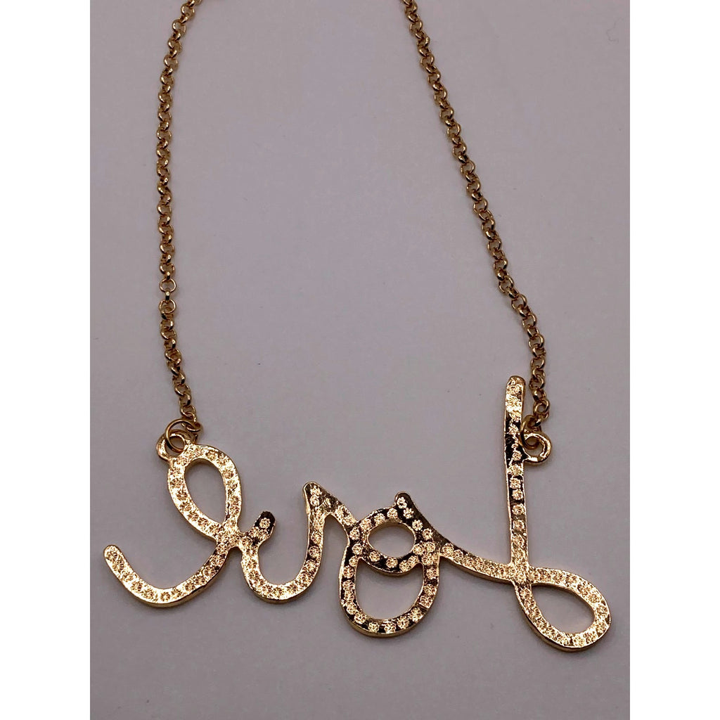 Imperfect* ANNA & AVA Gold Tone 'Love' Script Pendant Necklace 18"