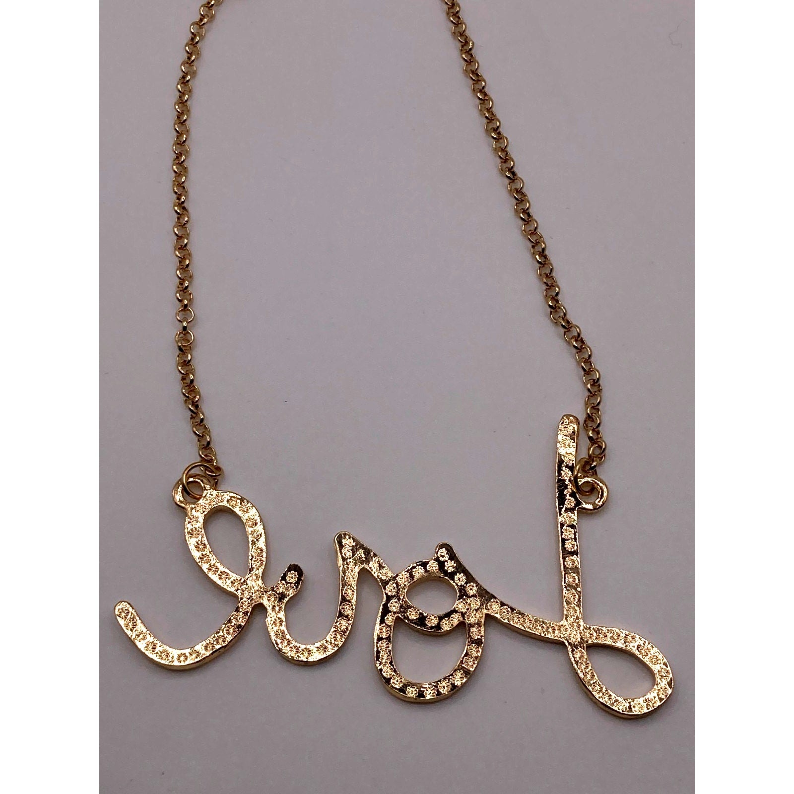 Imperfect* ANNA & AVA Gold Tone 'Love' Script Pendant Necklace 18"