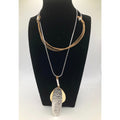 Mixed Metal Hammered and Textured Silver & Gold Tone 26" Statement Necklace