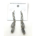 WHITE HOUSE/BLACK MARKET Silver Tone Dangle Drop Stormy Marbly Grey Earrings~2in