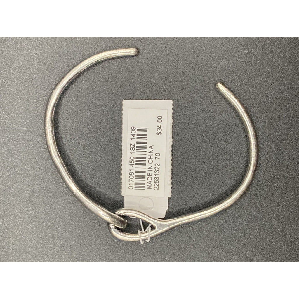 J JILL Minimalist Interlocking Loop Rustic Silver Tone Cuff Bracelet $34 Retail