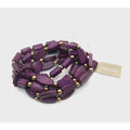 CHICO'S Purple Dyed Wooden Beads w/ Gold Tone Bead Accents Stretch Bracelet