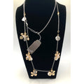 J. Jill Mixed Metal Silver and Gold Tone Metal Floral Long Station Necklace 30"