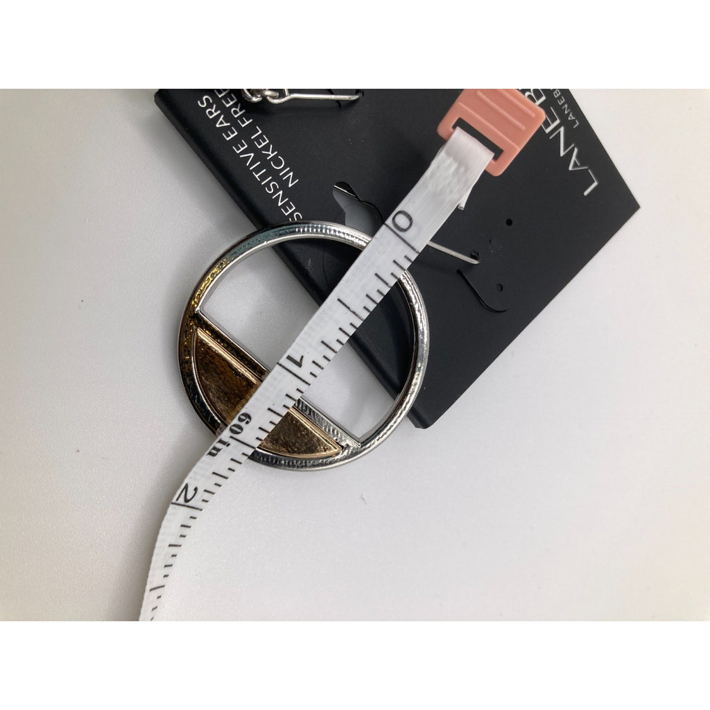 LANE BRYANT Textured Mixed Metal Partial Hoop Drop Earring Extra Long Hook Back