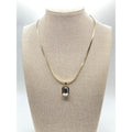 EXPRESS Gold Tone Clear Pendant Herringbone Chain Necklace 16" NEW