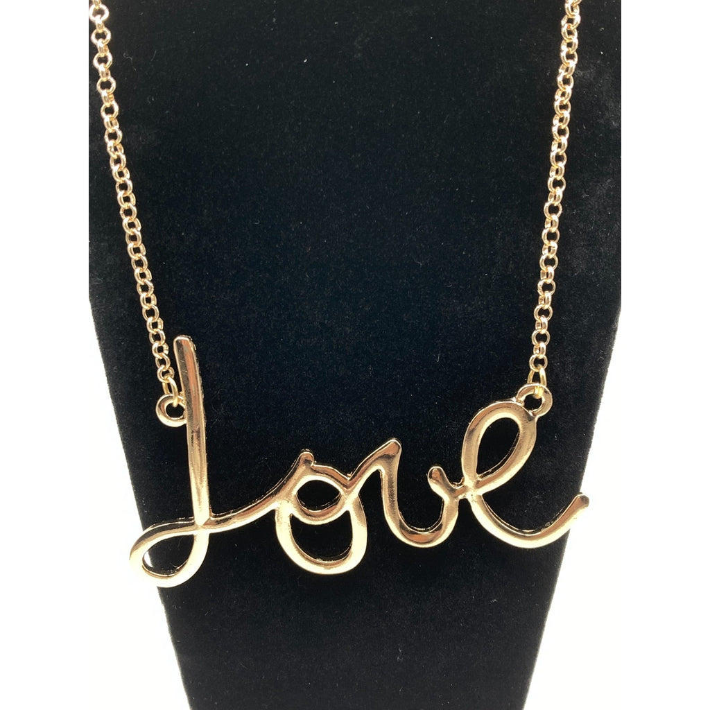 Imperfect* ANNA & AVA Gold Tone 'Love' Script Pendant Necklace 18"