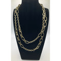 Ann Taylor LOFT Black Studded Worn Gold Tone Mixed Chain Link Necklace 34"