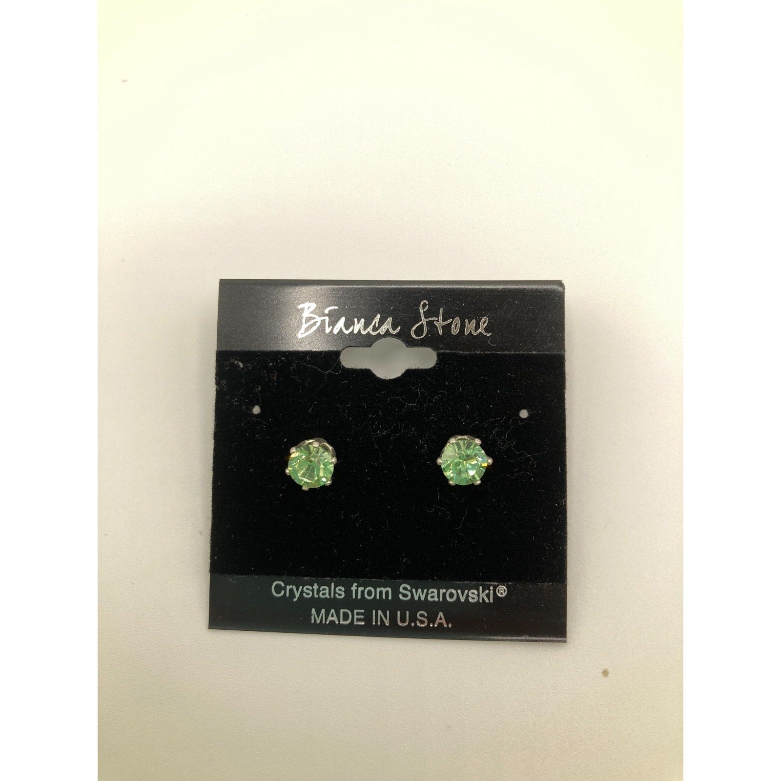 BIANCA STONE Women Peridot Crystal Stud Earrings Made with SWAROVSKI® Crystals