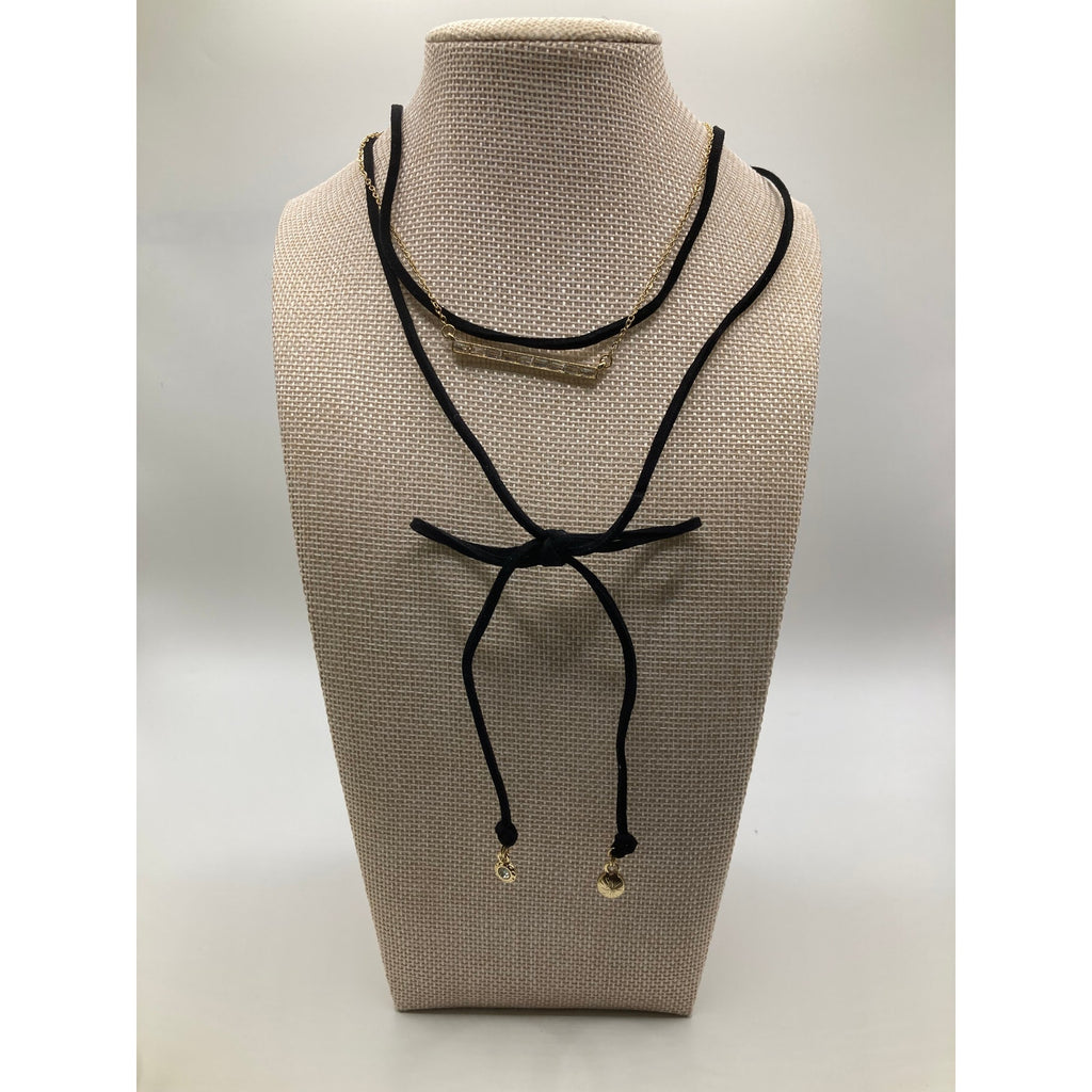 EXPRESS Choker Black Sueded w/ Gold Tone Chain
