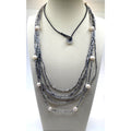 NWOT J. Jill Black Corded Gray Microbead Faux Pearls Layered Beaded Necklace