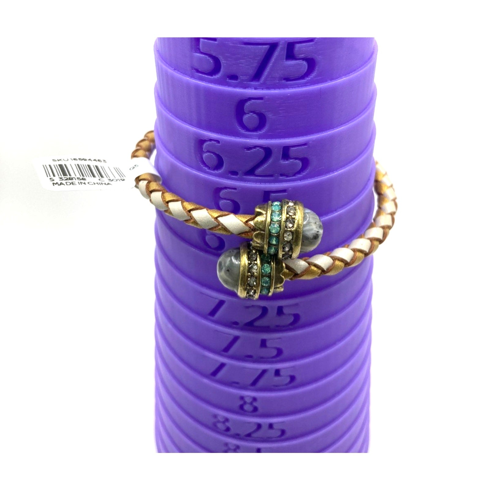 LOFT Braided Woven Wrap Bracelet Gold Tone Faux Stone & Rhinestone End Accents