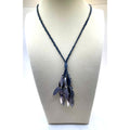 J JILL Grey Dangle Cluster Sculpted-Shell Tassel Pendant Necklace 32"