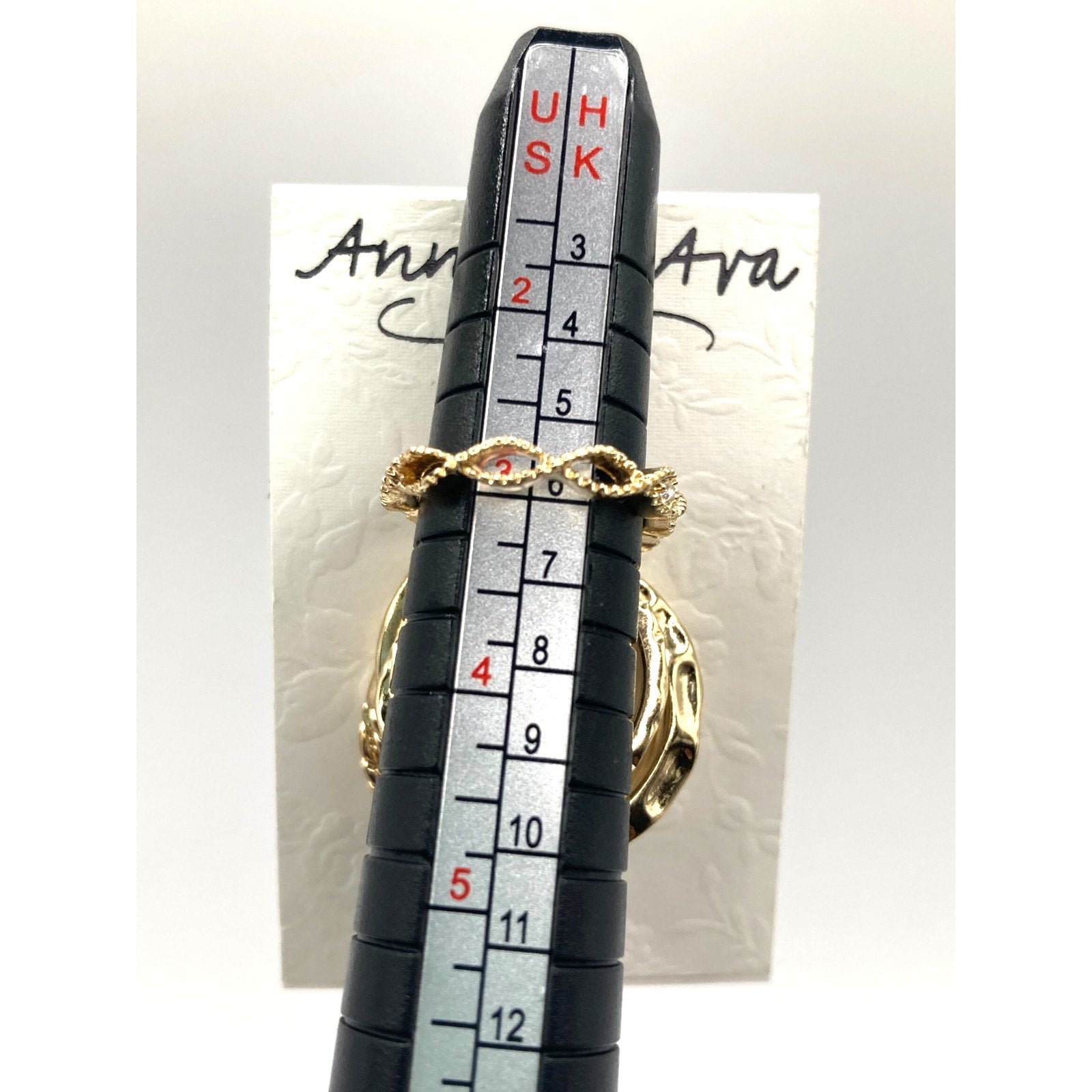 ANNA & AVA Women's 5-Stack Ring Set Gold Tone Hammered, Braided, Faux Stone NEW