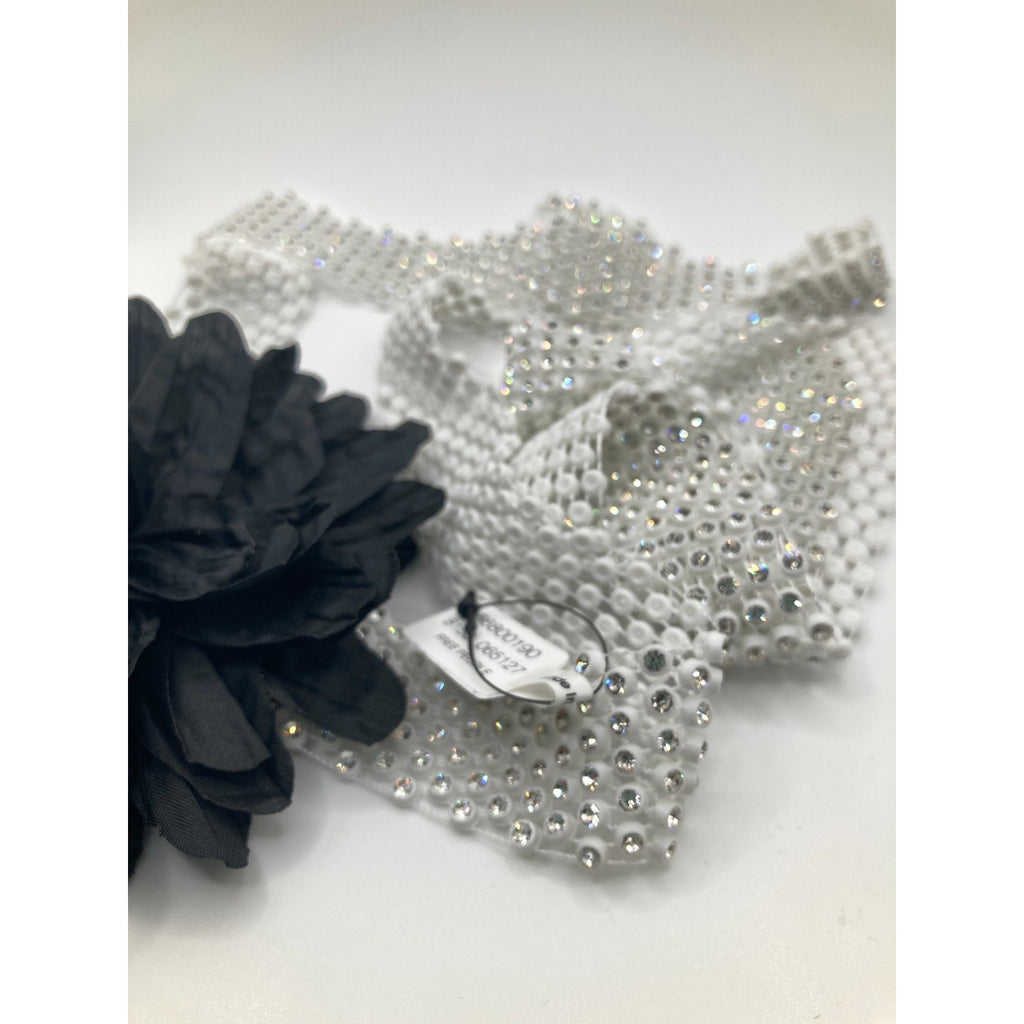FREE PEOPLE Royce White Rhinestone Mesh Style Choker Wrap Y2K Style 21"