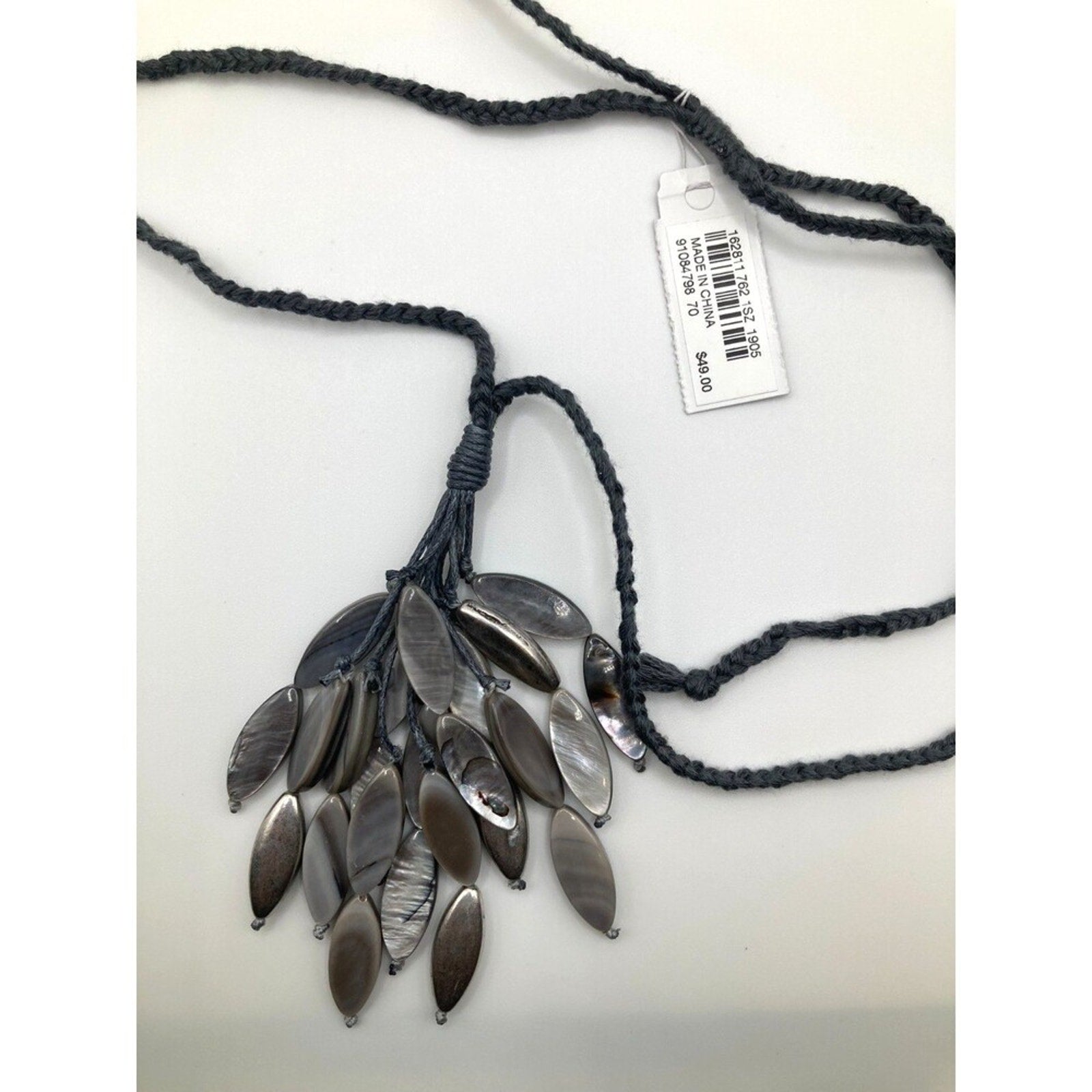 J JILL Grey Dangle Cluster Sculpted-Shell Tassel Pendant Necklace NEW