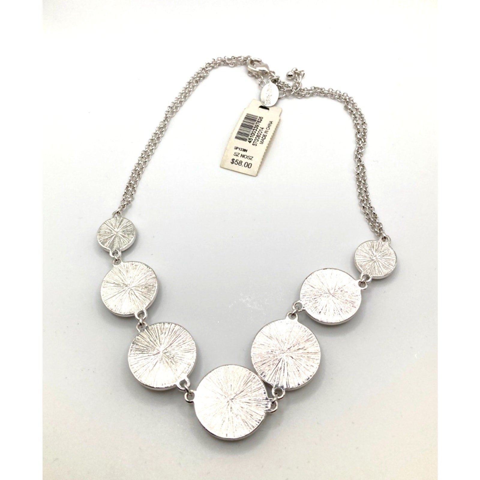 WHITE HOUSE/BLACK MARKET Black Circles Faceted w/ Rhinestone Collar Necklace 16"