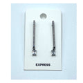 EXPRESS Grey Tone Dangle Earrings w/ Rhinestone & Faux Crystal 2"