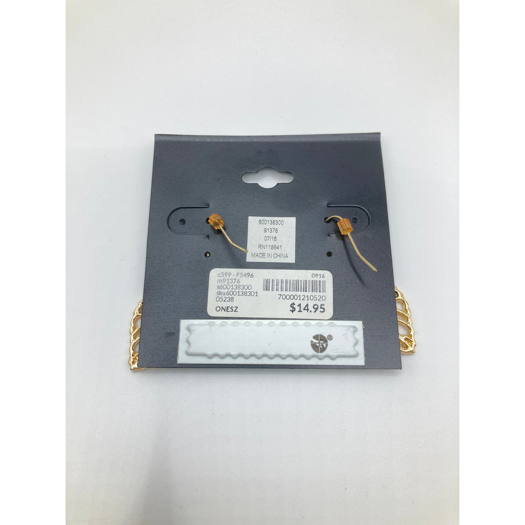 LANE BRYANT Gold Tone Leaf Outline Drop Dangle Hook Earrings Tropical 1.25"
