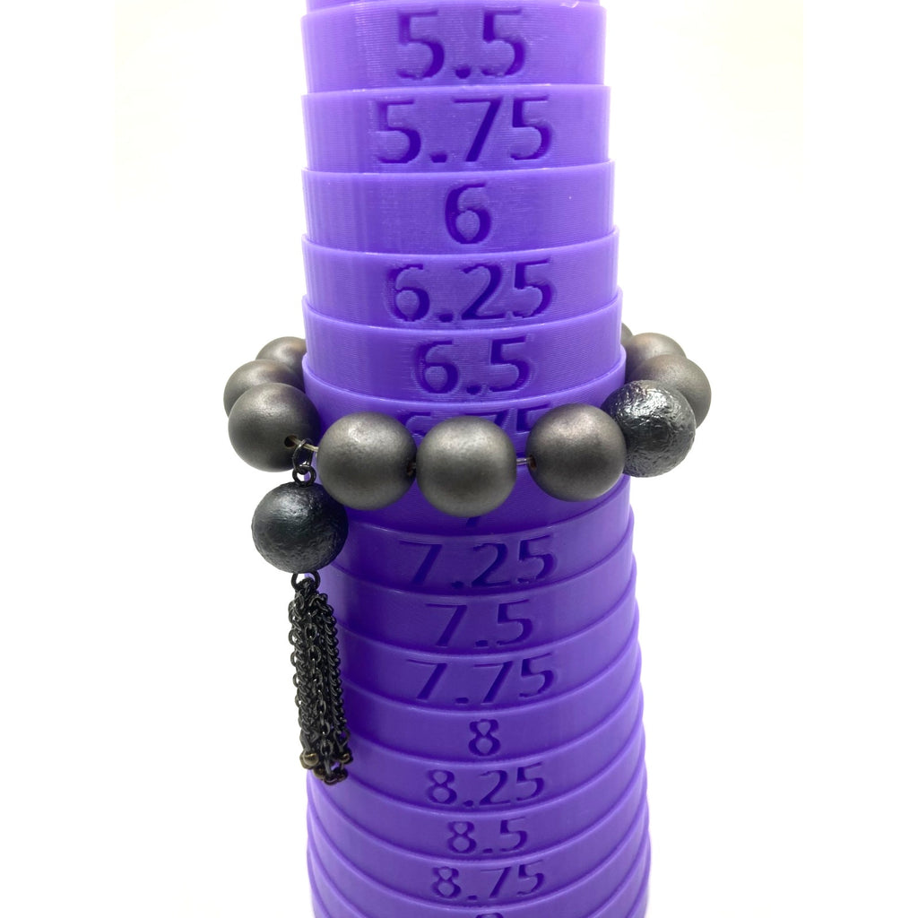 COLDWATER CREEK Matte Grey Large Bead Chunky Stretch Bracelet w/ Tassel