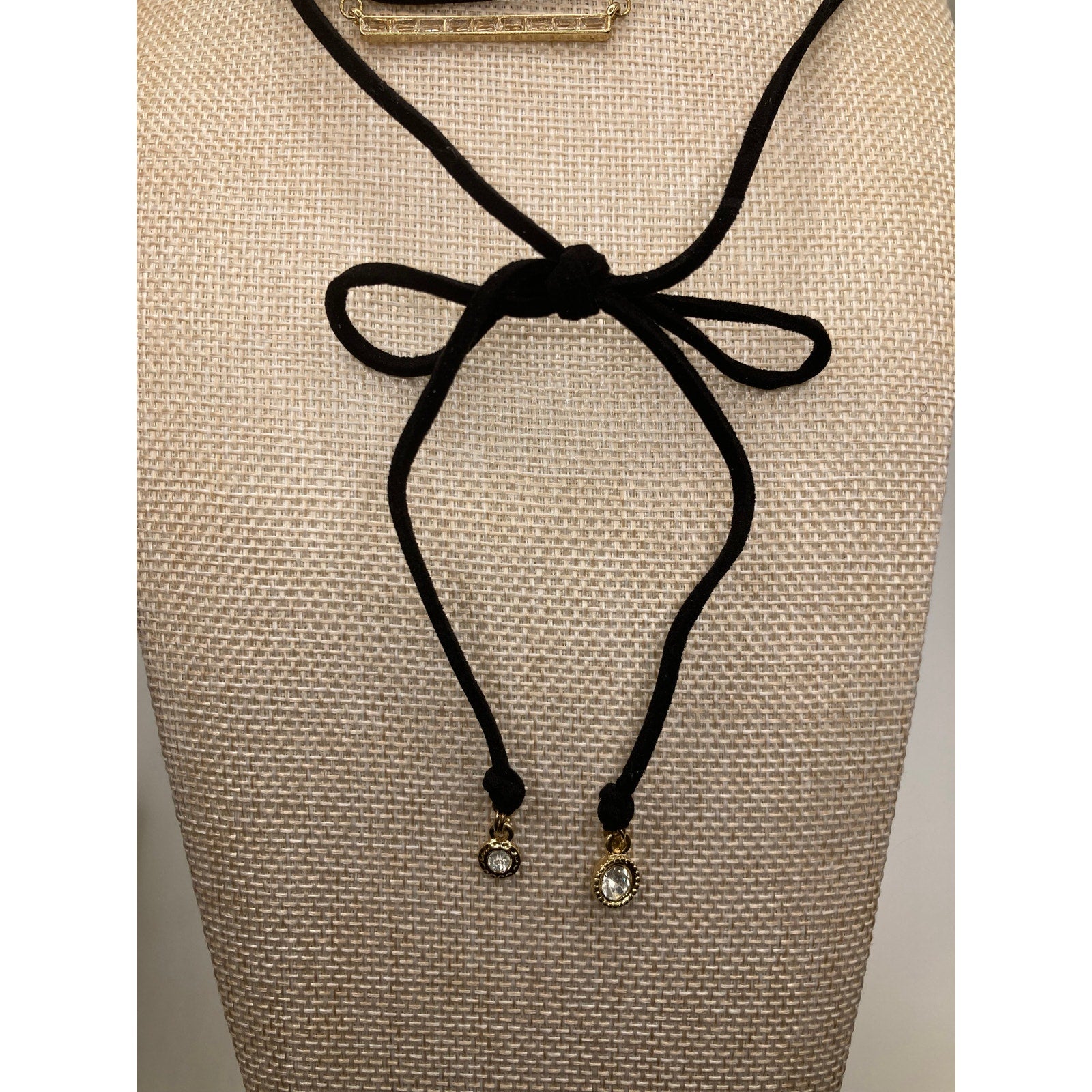 EXPRESS Choker Black Sueded w/ Gold Tone Chain