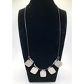 NWT J. Jill Worn Silver Tone Squares & Black Cord Boho Necklace Imperfect NOS*
