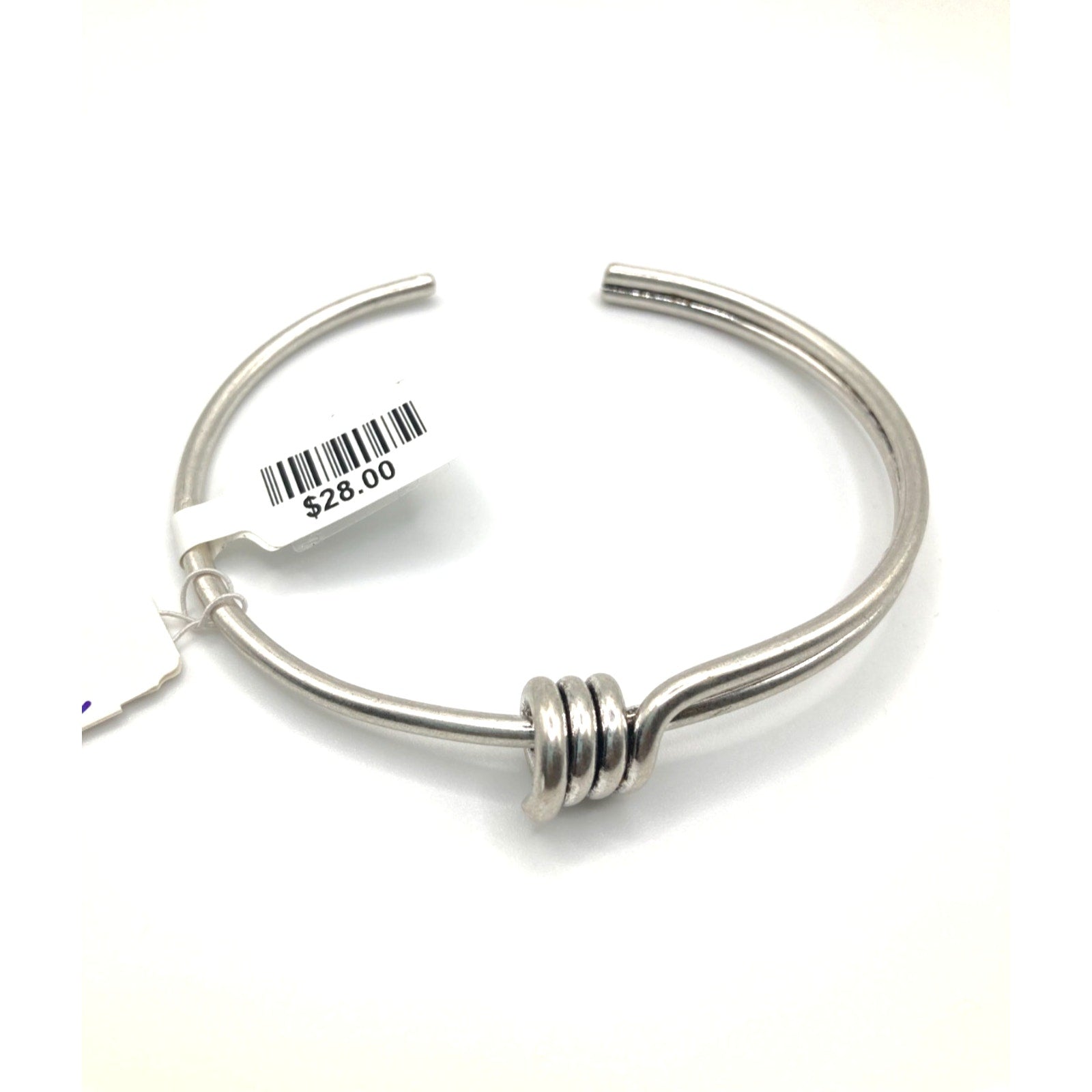 FREE PEOPLE 'Onyx' 'Silver Ox' Knot Twisted Style Armband Minimalist 3.25" Dia.
