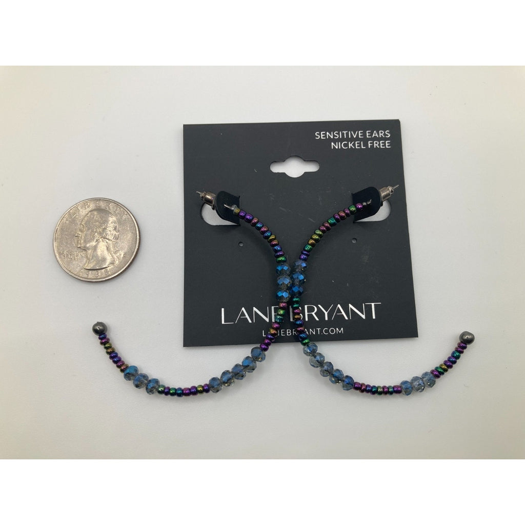 LANE BRYANT Bracelet and Earrings Set Multicolor Purple Blue Beaded NWT