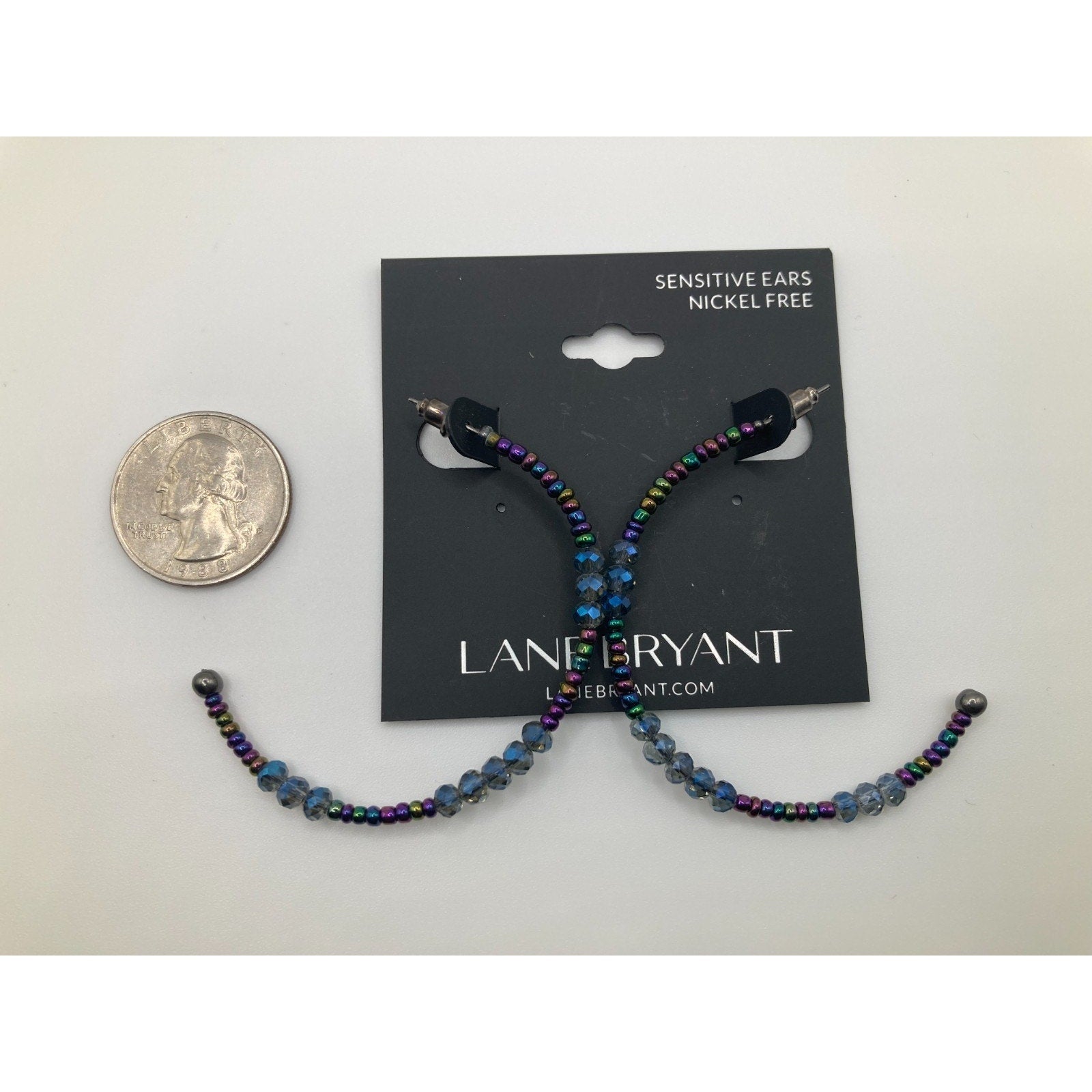 LANE BRYANT Bracelet and Earrings Set Multicolor Purple Blue Beaded NWT