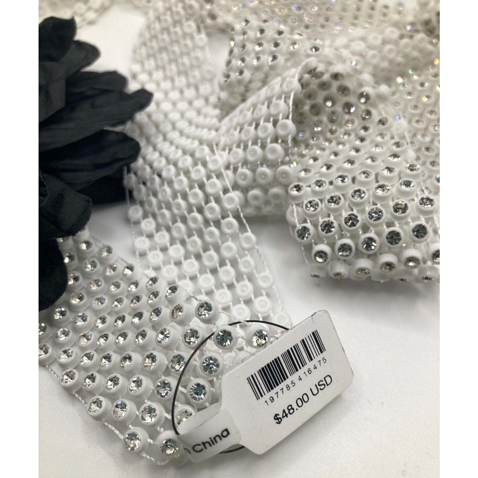 FREE PEOPLE Royce White Rhinestone Mesh Style Choker Wrap Y2K Style 21"