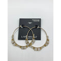 LANE BRYANT Gold Tone Hoop Earrings w/ White & Gold Plastic Beaded Accents NWT