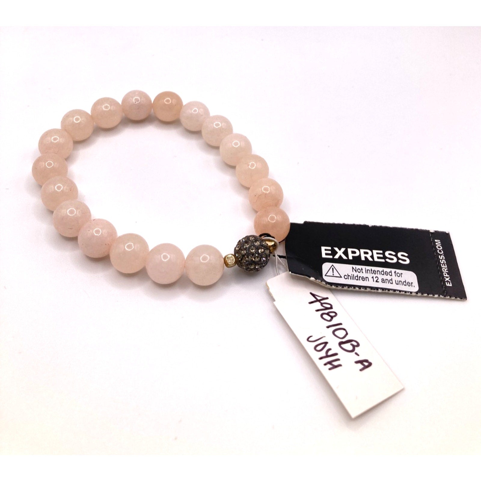 EXPRESS Blush Pink Stretch Bracelet Gold Tone Accent w/ Black & Rhinestone NEW
