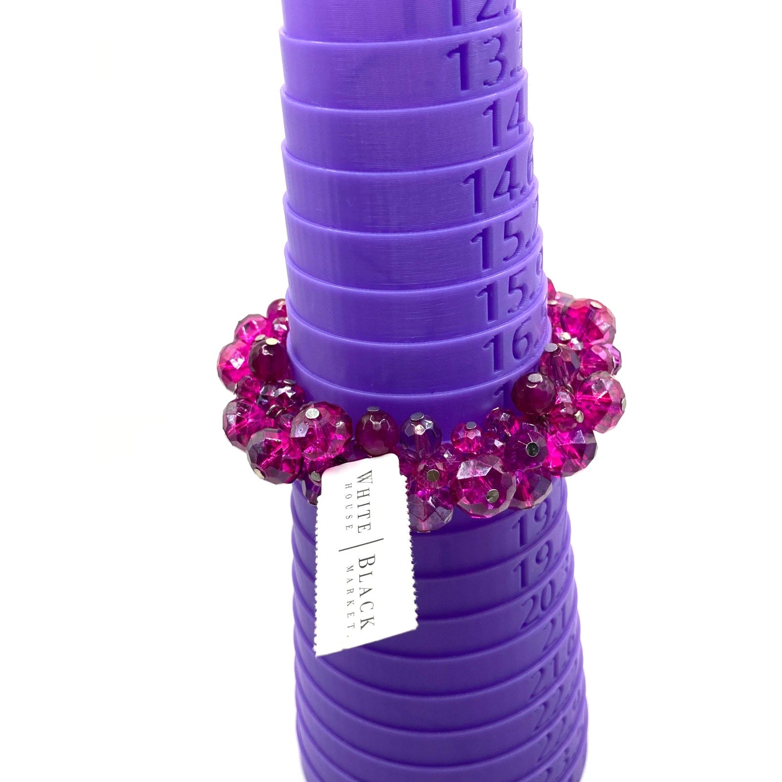 White House Black Market Pink Fuchsia Faceted Crystal Beaded Stretch Bracelet