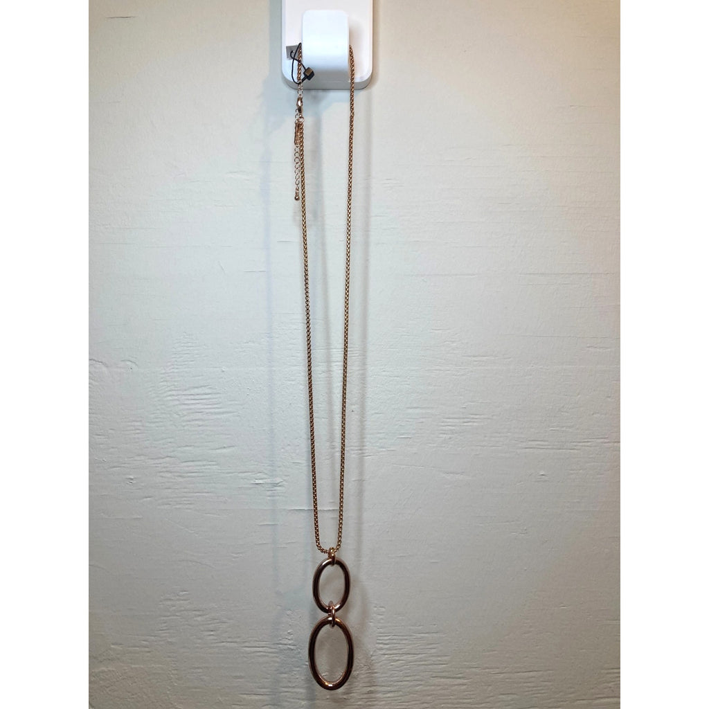 WHITE HOUSE/BLACK MARKET Rose Gold Chain Link Pendant Necklace w/ Box Chain ~30"