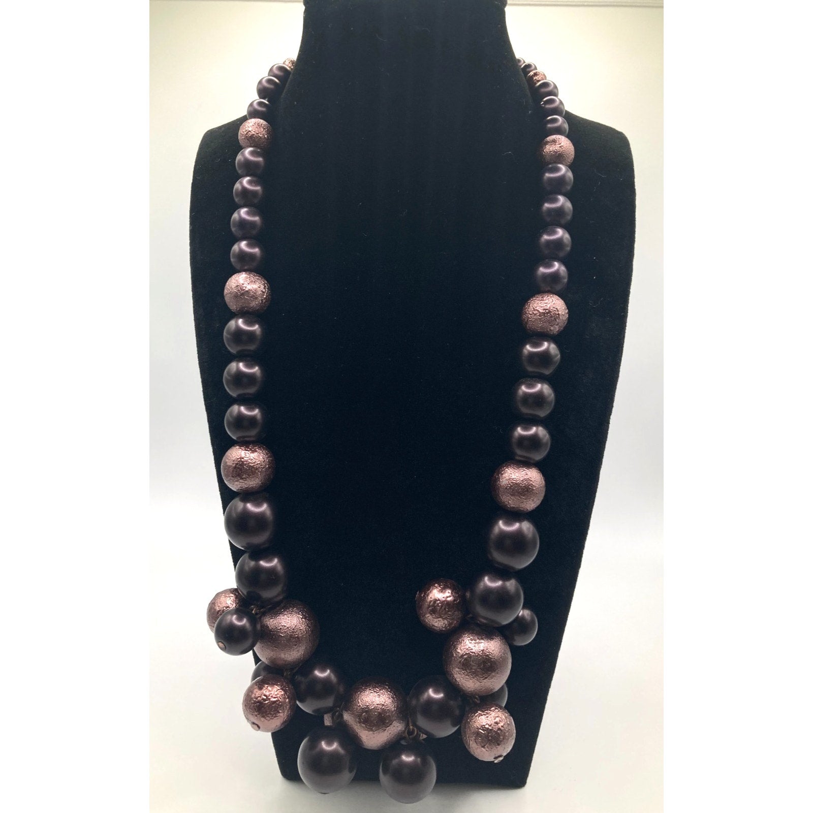 Coldwater Creek Chunky Beaded Brown & Dark Copper Tone Cluster Necklace 21"