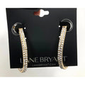 LANE BRYANT Classy Dressy Gold Tone Hook Hoop Rhinestone Earrings 1.25"