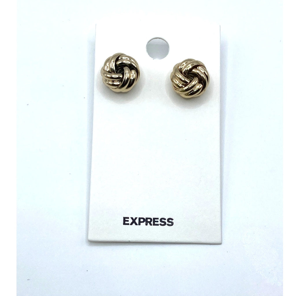 EXPRESS Gold Tone Knot Style Stud Earrings Dainty Work Wear NEW