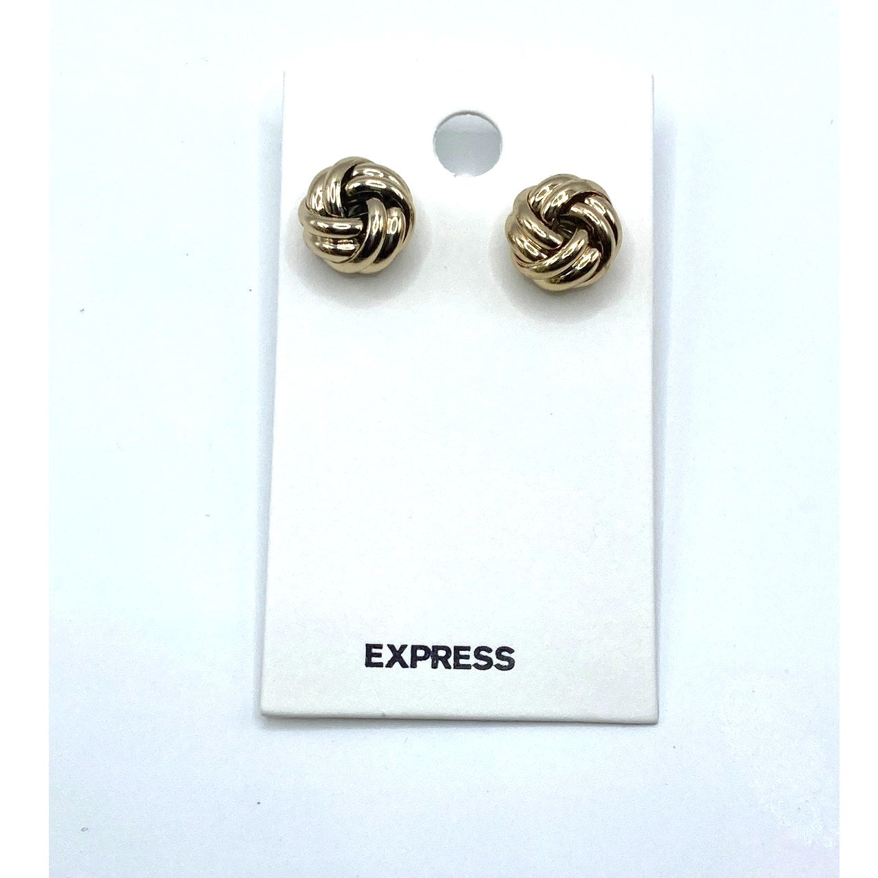EXPRESS Gold Tone Knot Style Stud Earrings Dainty Work Wear NEW