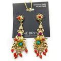 LANE BRYANT Spanish Gold Tone Multicolor Ornate Chandelier Statement Earrings
