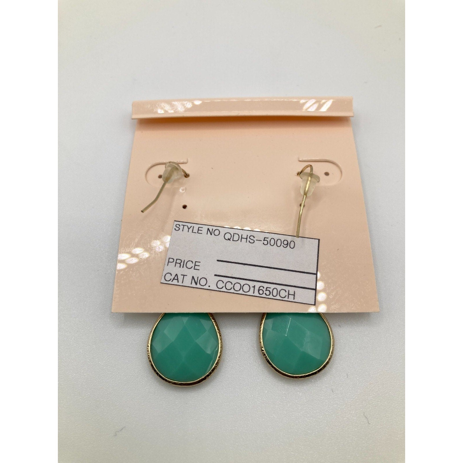 STONY Gold Tone Two-tone Mint Green Acrylic Stone Drop Dangle Earrings 2"