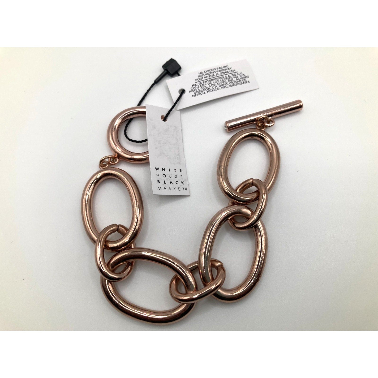WHITE HOUSE/BLACK MARKET Rose Gold Chain Link Toggle Clasp Bracelet