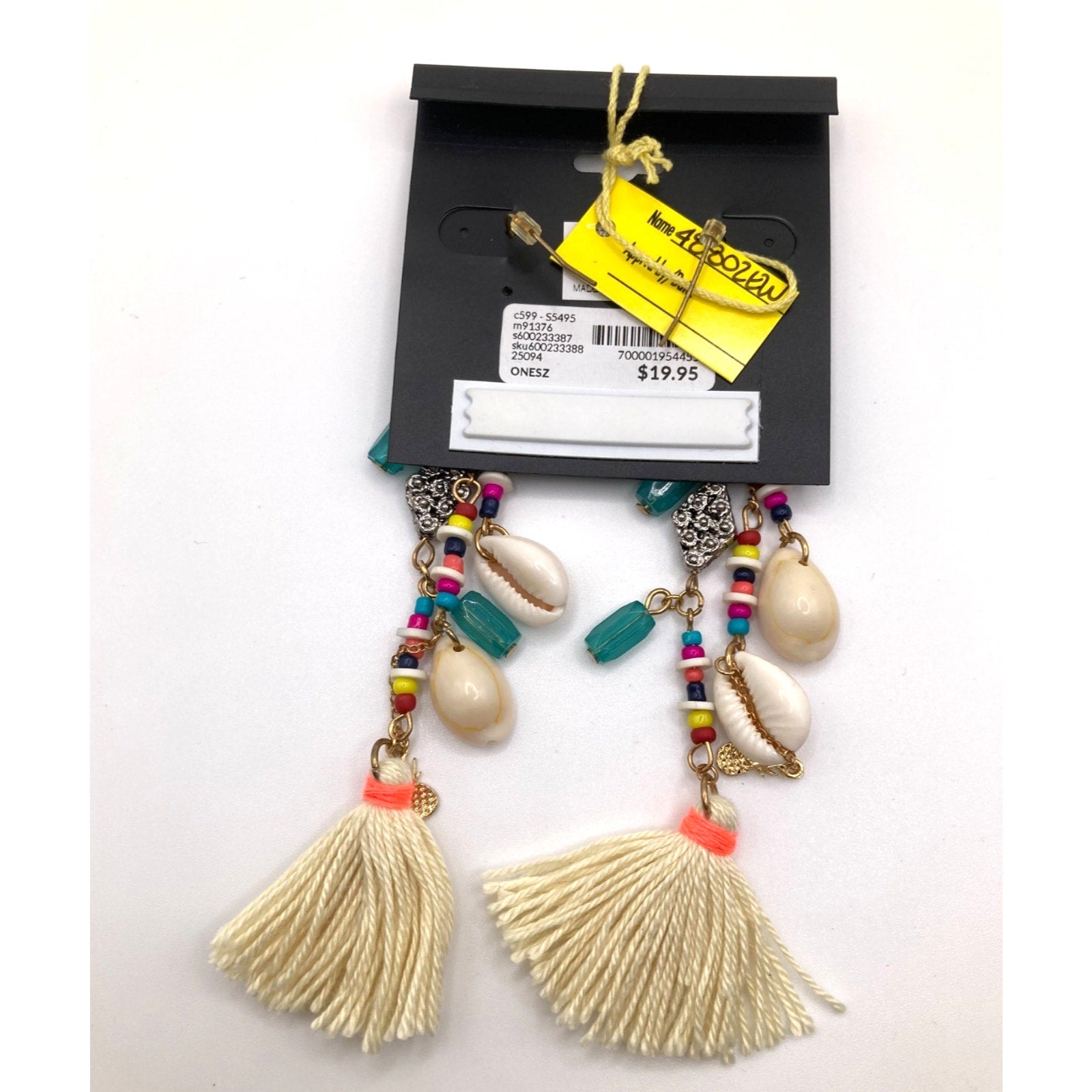 LANE BRYANT Beachy Boho Multicolor Duster Tassel Beaded Earrings 4" NWT
