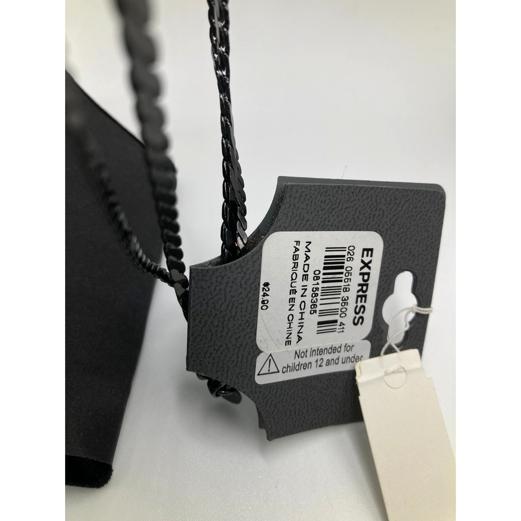 EXPRESS All Black Metal Y Drop Multi-strand Tassel Necklace NEW