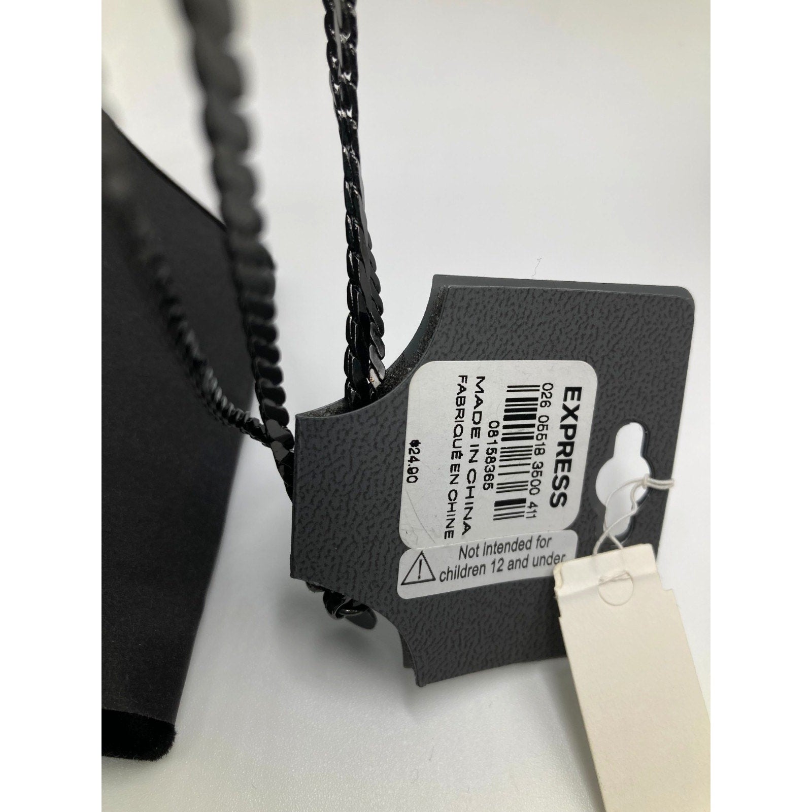 EXPRESS All Black Metal Y Drop Multi-strand Tassel Necklace NEW