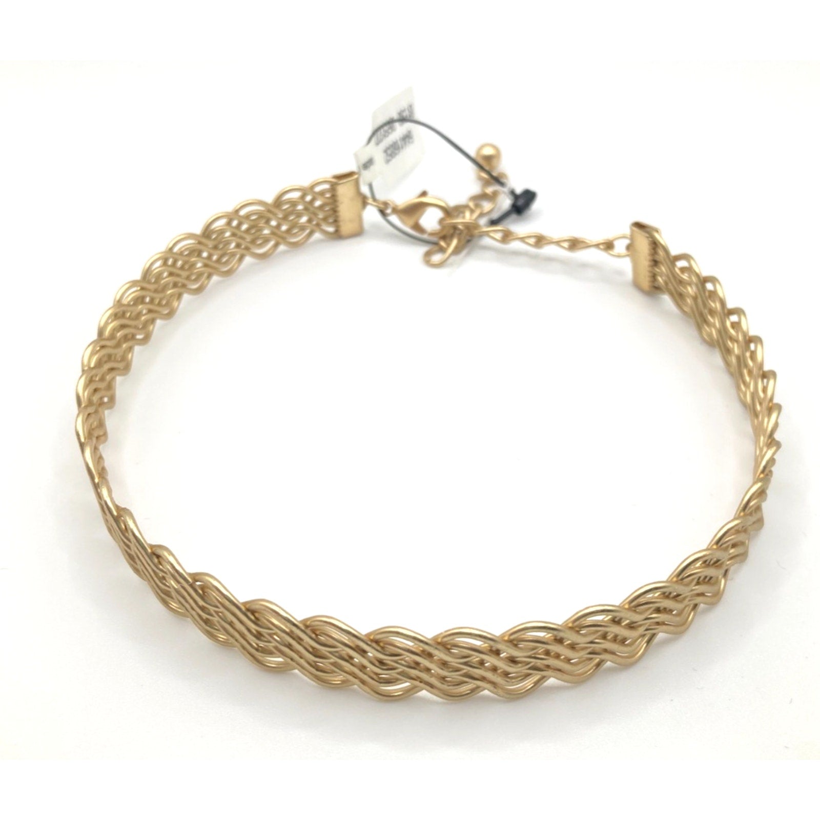 FREE PEOPLE Gold Tone Woven Chain Collar Choker Necklace