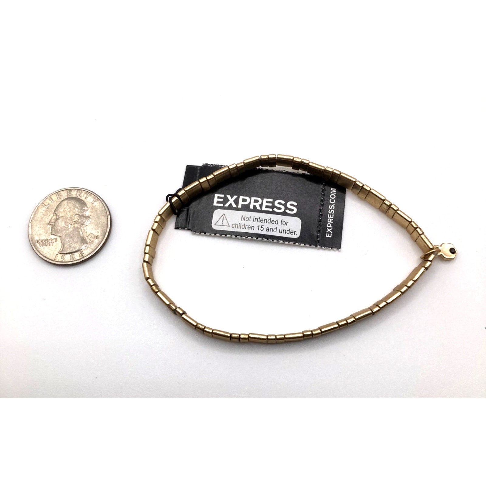 EXPRESS Worn Gold Tone Minimalist Rectangles w/ Charm NEW
